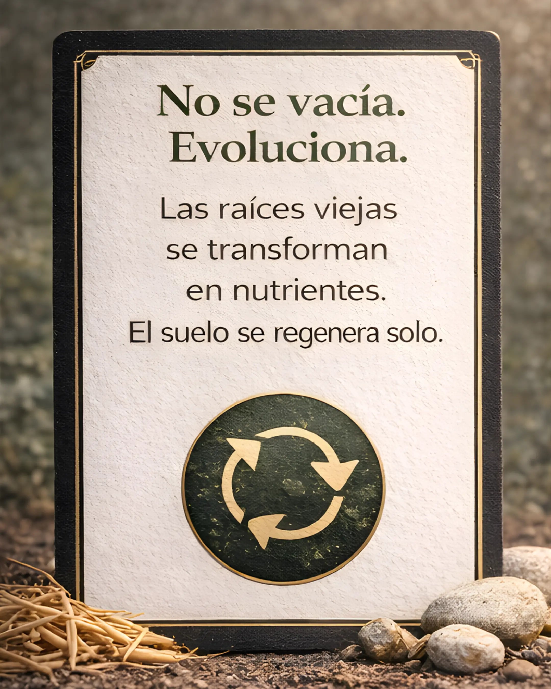 Ciclo natural del Bosque Eterno donde las raíces viejas se transforman en nutrientes y el suelo se regenera de forma continua.