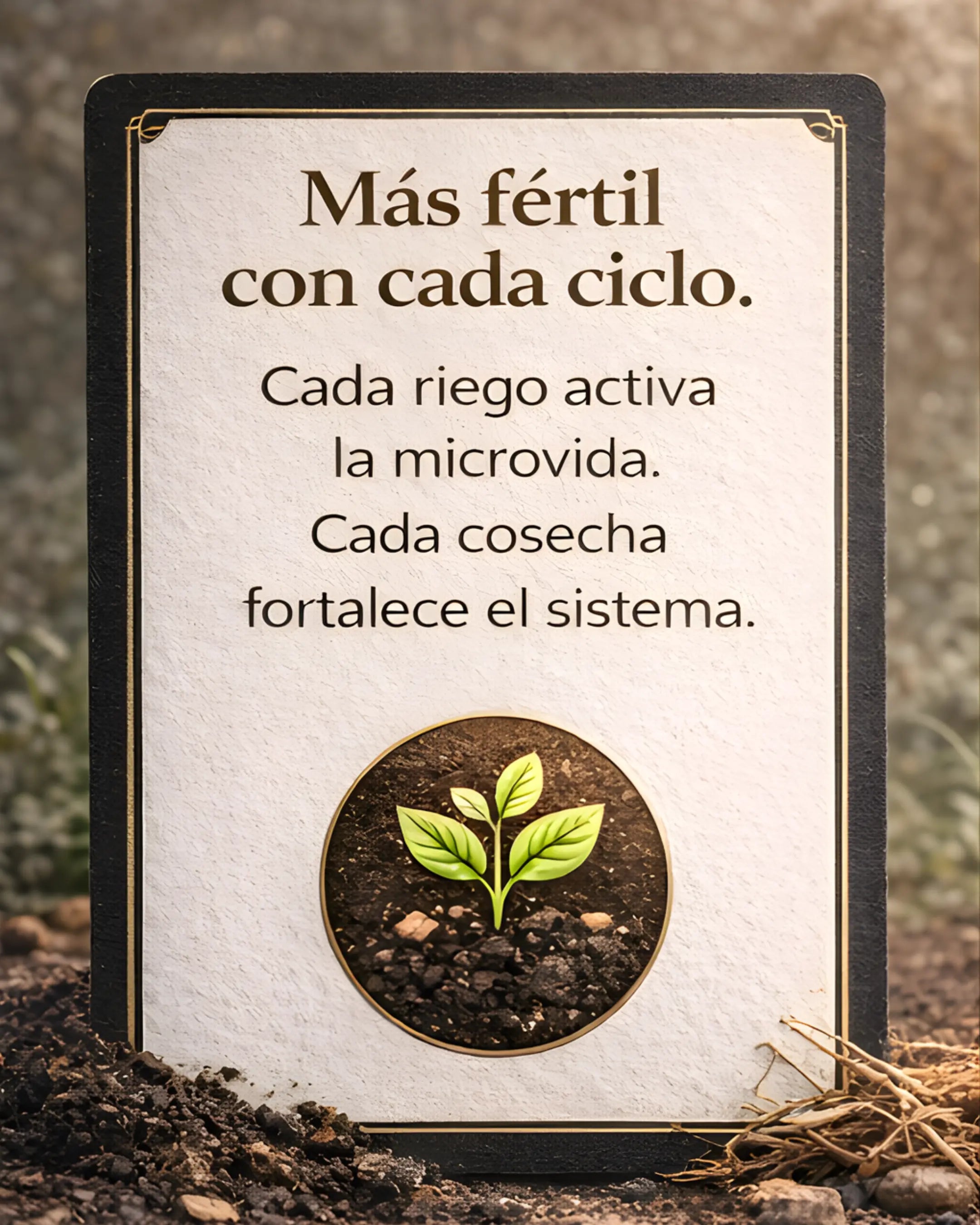 Suelo vivo del Bosque Eterno volviéndose más fértil con cada riego y cosecha gracias a la activación constante de la microvida.
